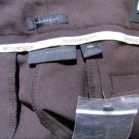 NWT Worthington Modern Fit Brown Pants Sz 12 Long - Picture 5 of 7